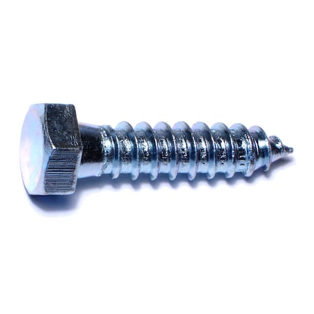 Lag Screw, 1/2 In, 2 In, Steel, Zinc Plated Hex Hex Drive, 8 PK